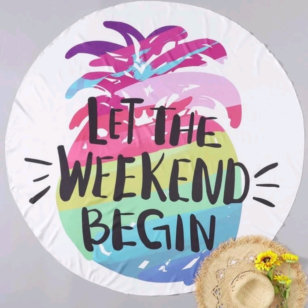 🆕🌴SILKY BEACH BLANKET - "LET THE WEEKEND BEGIN"🌴